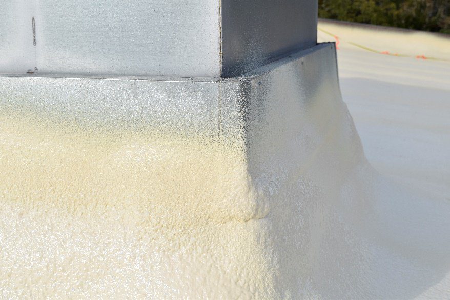 spray foam around a curb on a roof