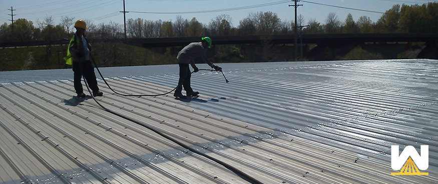 Elastomeric coating applied on a metal roof