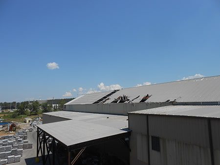 All-rec sloped roof with wind damage