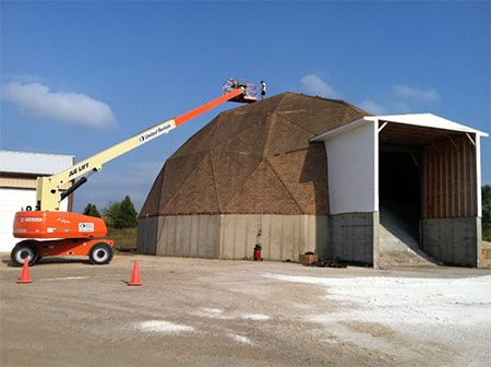 sloped roof dome without spray foam on it