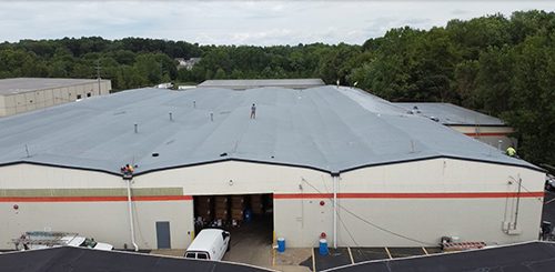 spray foam roofing system on commercial building