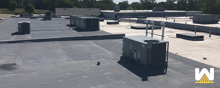 roofing system on a property management building