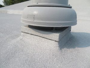 spray foam roof around a curb