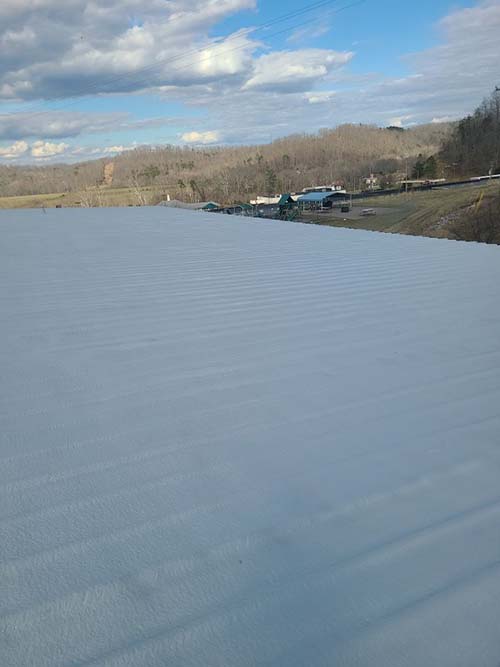 finished foam roof over metal