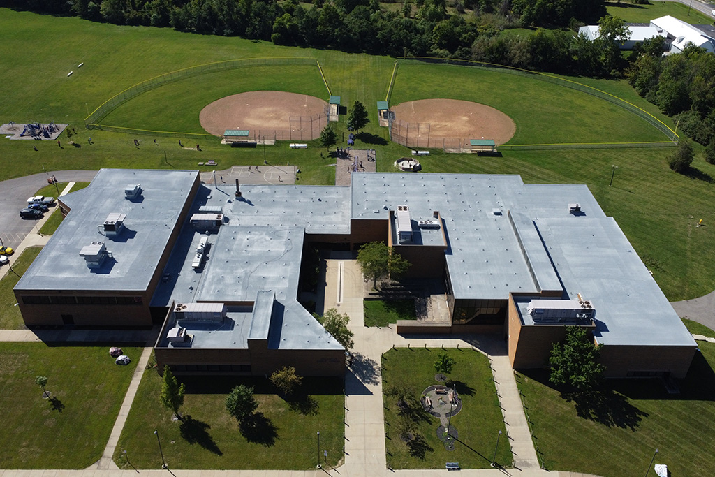 finished spray foam roof at a middle school in Vermilion, Ohio.JPG