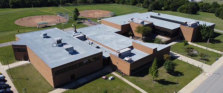 Spray foam roof installed in 2022 at Sailorway Middle School in Vermilion, Ohio
