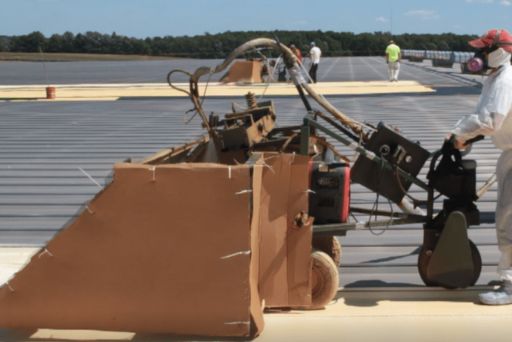 Spray foam roofing installed with robots at MTD