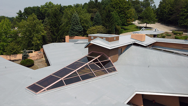 a finished spray on roofing system