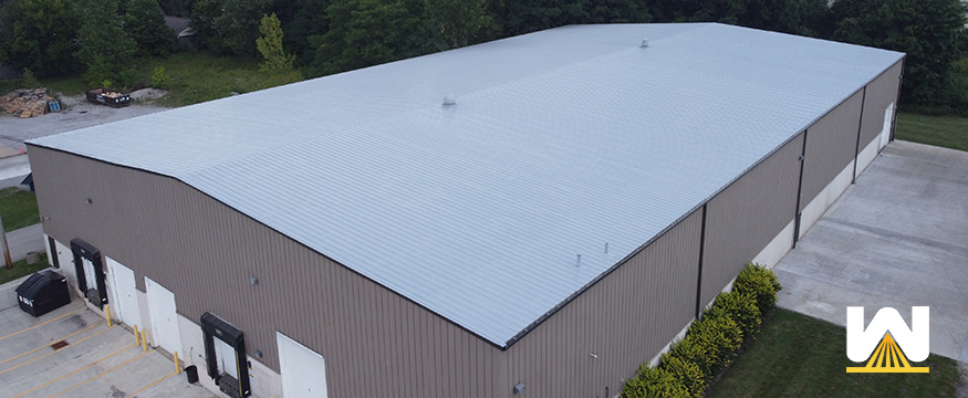 a metal roof that's been restored with silicone coating