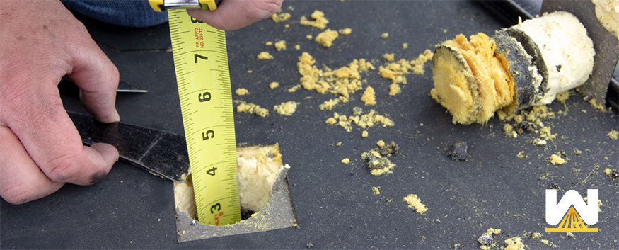 core sample for a roof inspection