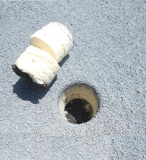 core sample of a spray foam roof