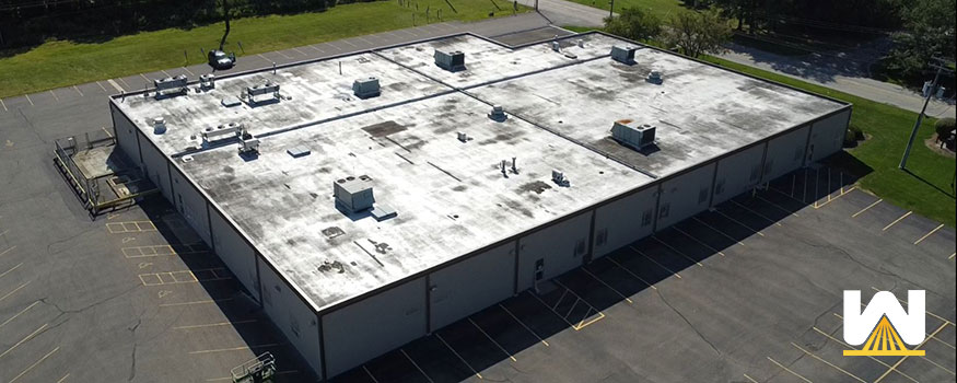 An older spray foam roofing system