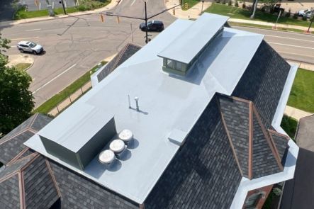 Silicone roof coating system installed at GAF Foundation in Akron, Ohio