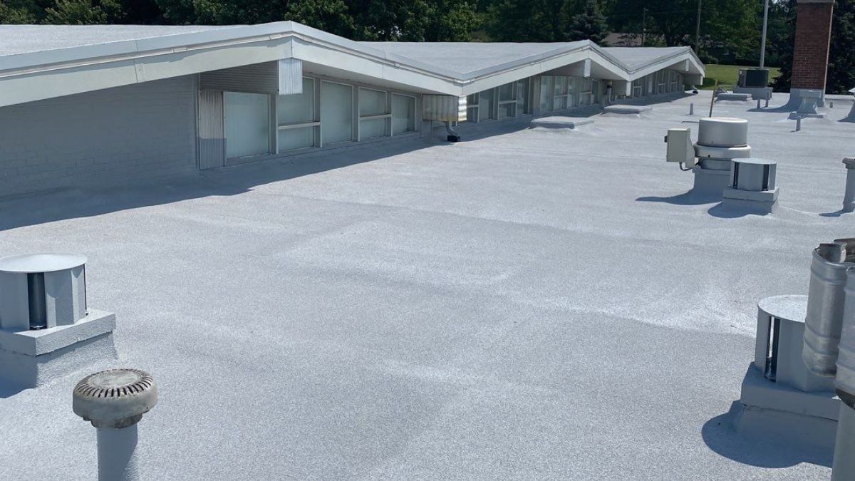 Featured image for “Oakview Elementary School – Spray Foam Roof Restoration in Stoneboro, PA”