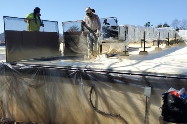 Spray foam being applied at Landmark Recovery in Tennessee