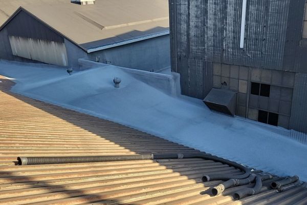 Finished roof at Elyria Foundry after coating and granules
