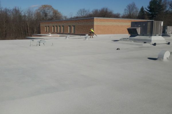 Finished image of a spray foam roof at Metzenbaum Center