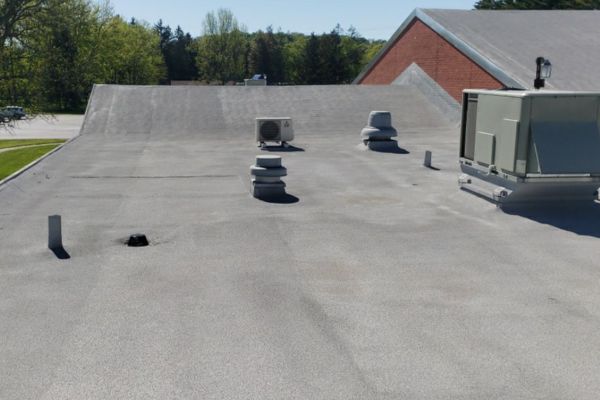 Finshed spray foam roof at Metzenbaum Center in Geauga County, Ohio.