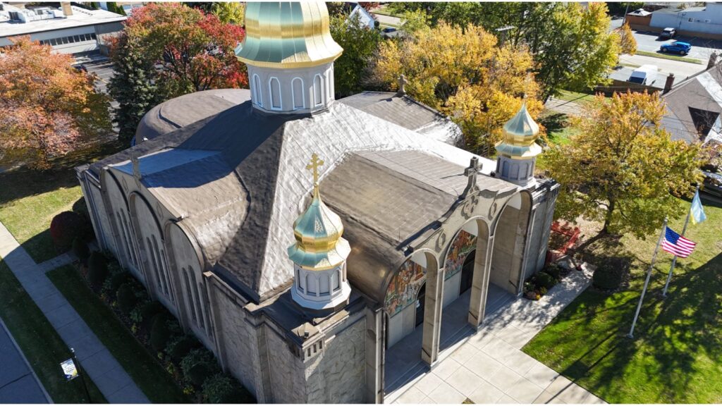 A roof recoat was performed at St. Vladimir Church in Parma, Ohio in 2025.