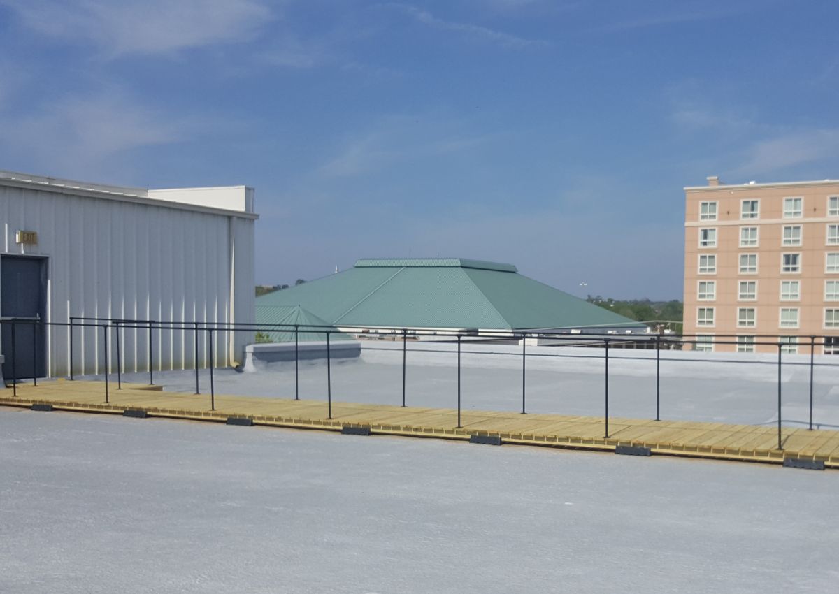 Walkway installed on commercial roof