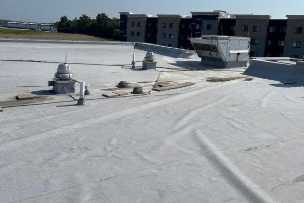 A TPO roof in Cleveland, Ohio - the best option to restore this roof was spray foam.