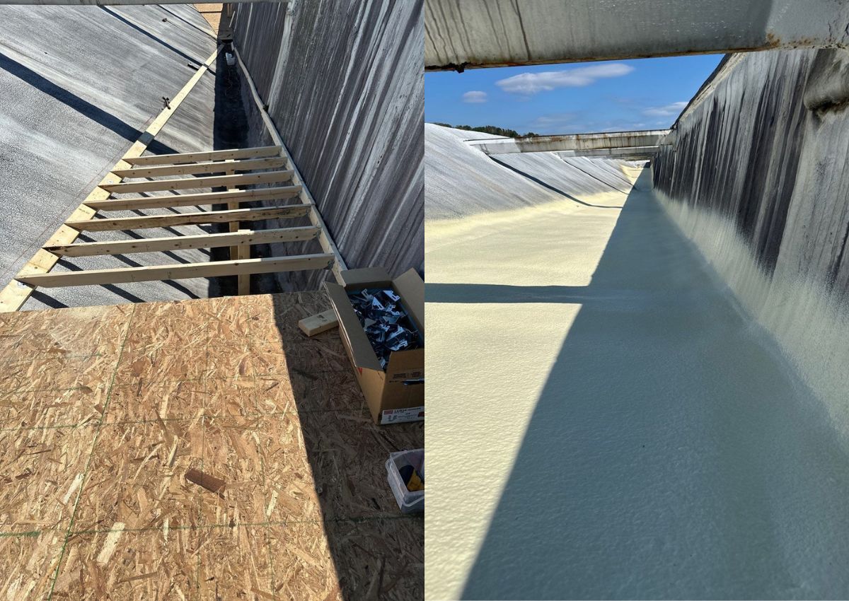 Saddles to create slope on commercial roof