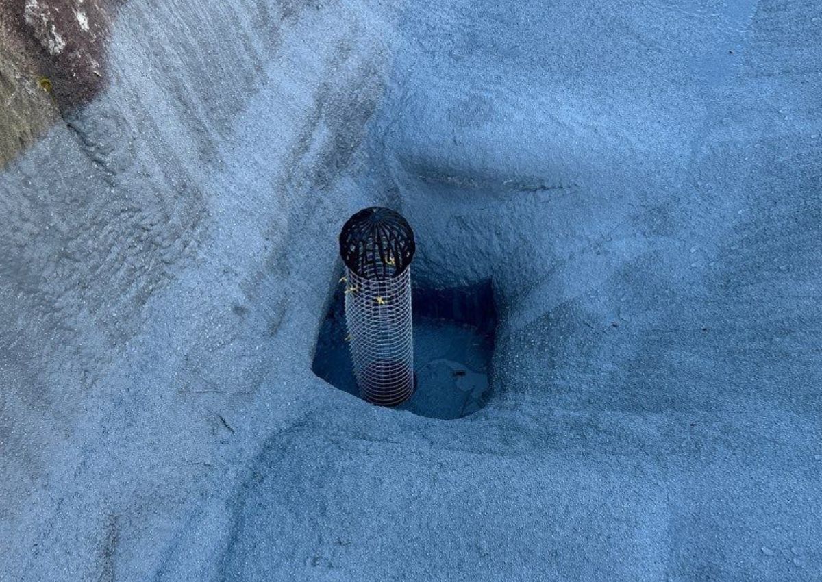 commercial roofing drain with chicken wire