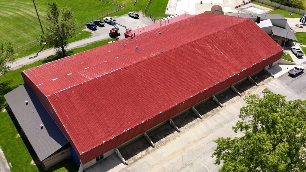 Elyria Ice Rink - image of the roof before we installed a roof coating system on it.