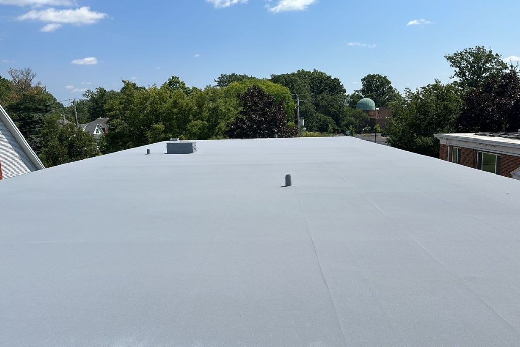 Completed commercial roofing project at Baldwin Wallace in Berea Ohio