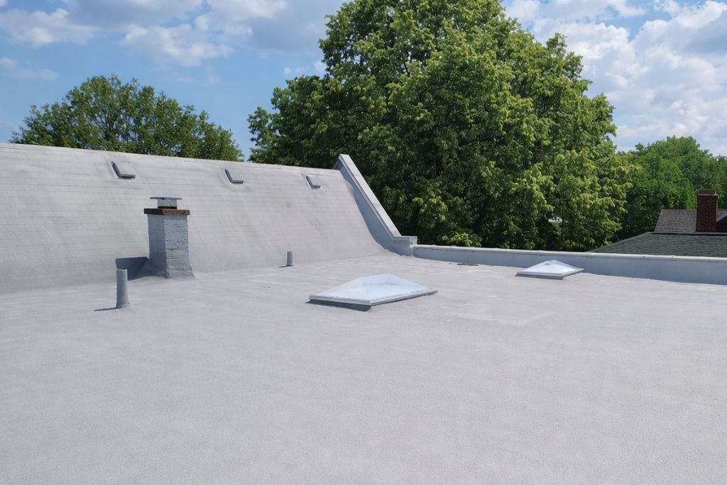 Finished Spray Foam Recoated Roof in Lakewood, Ohio - new coating over an existing spray foam roof