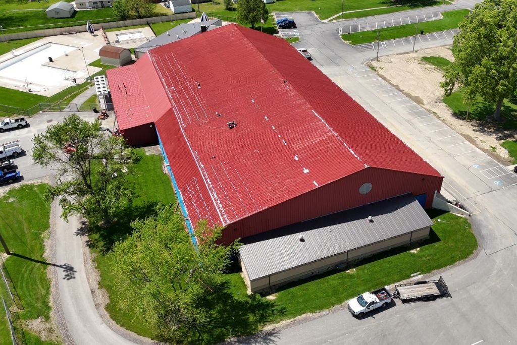 Before image of a metal Roof in Elyria, Ohio that's going to be restored with silicone coating