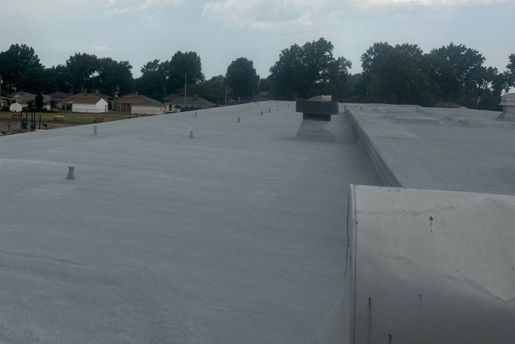 Commercial Roof Installed at Parma City Schools - Dentzler Elementary - Coating over Existing Spray Foam Roof